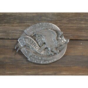 1984 Pewter Motorcycle Pin Sturgis SD Rally Hill Live Ride Eagle Banner Vintage